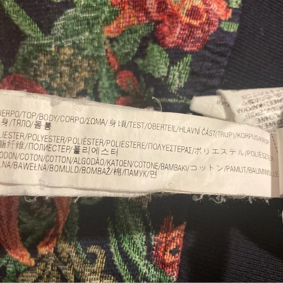 ZARA MAN Sz XL Black Tag Tapestry Jacquard Mix Media Slim Fit Bomber Jacket - Picture 5 of 13